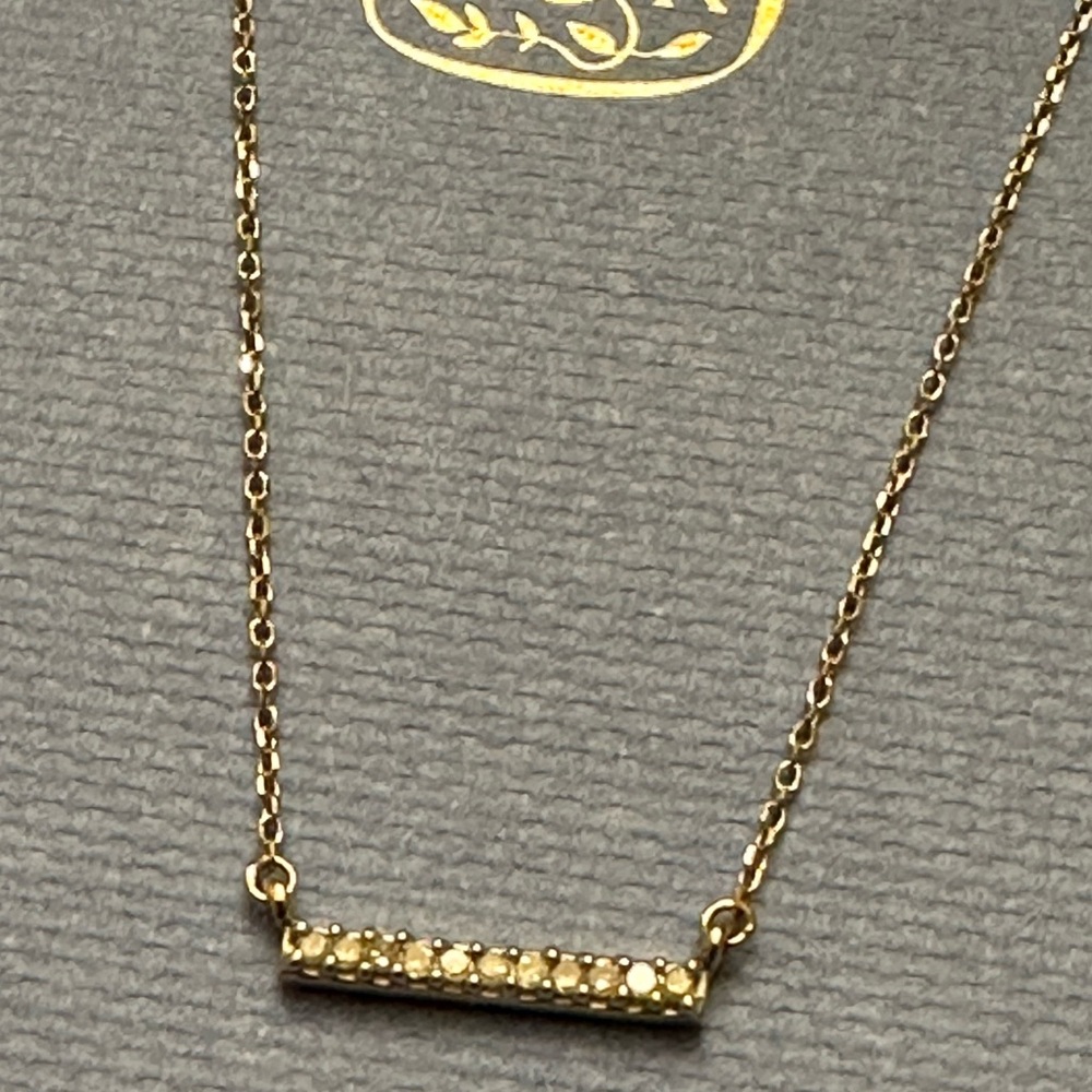 Adina Reyter 14K Yellow Gold Diamond Pave Bar Pendant Necklace